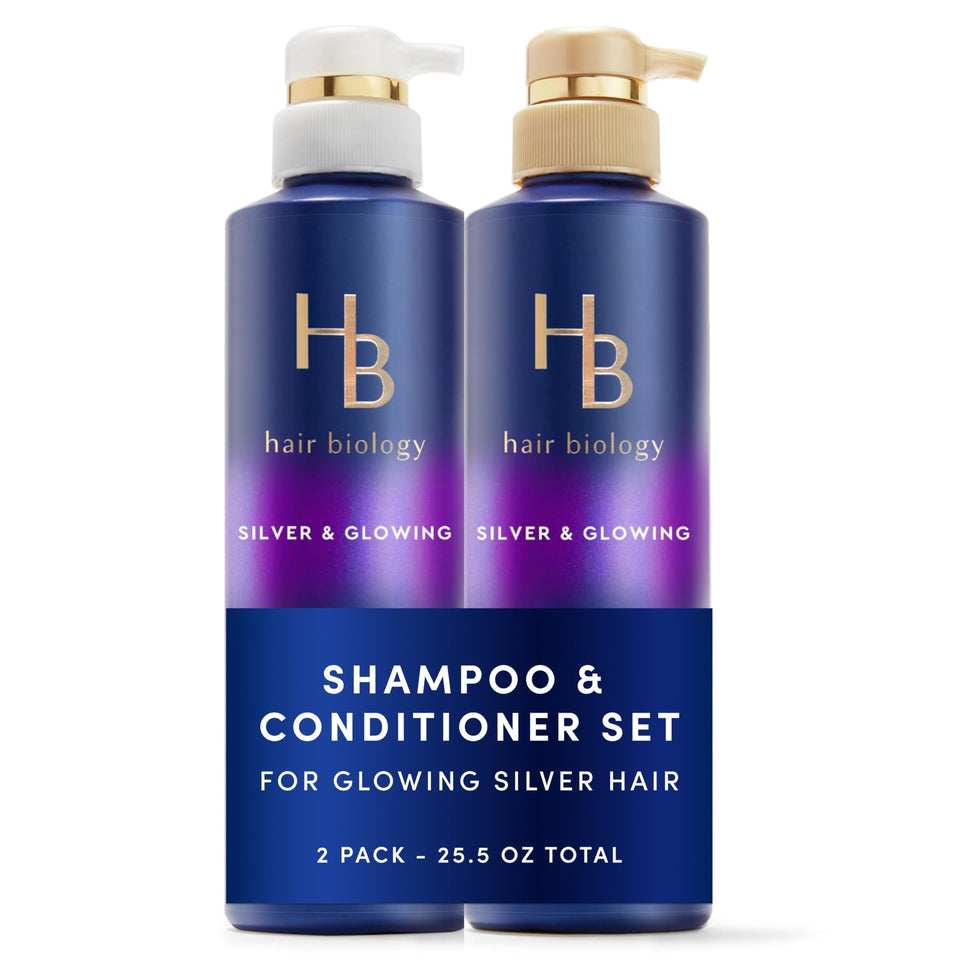 Hair Biology front packaging set showing both 12.8 oz bottles and visible benefits