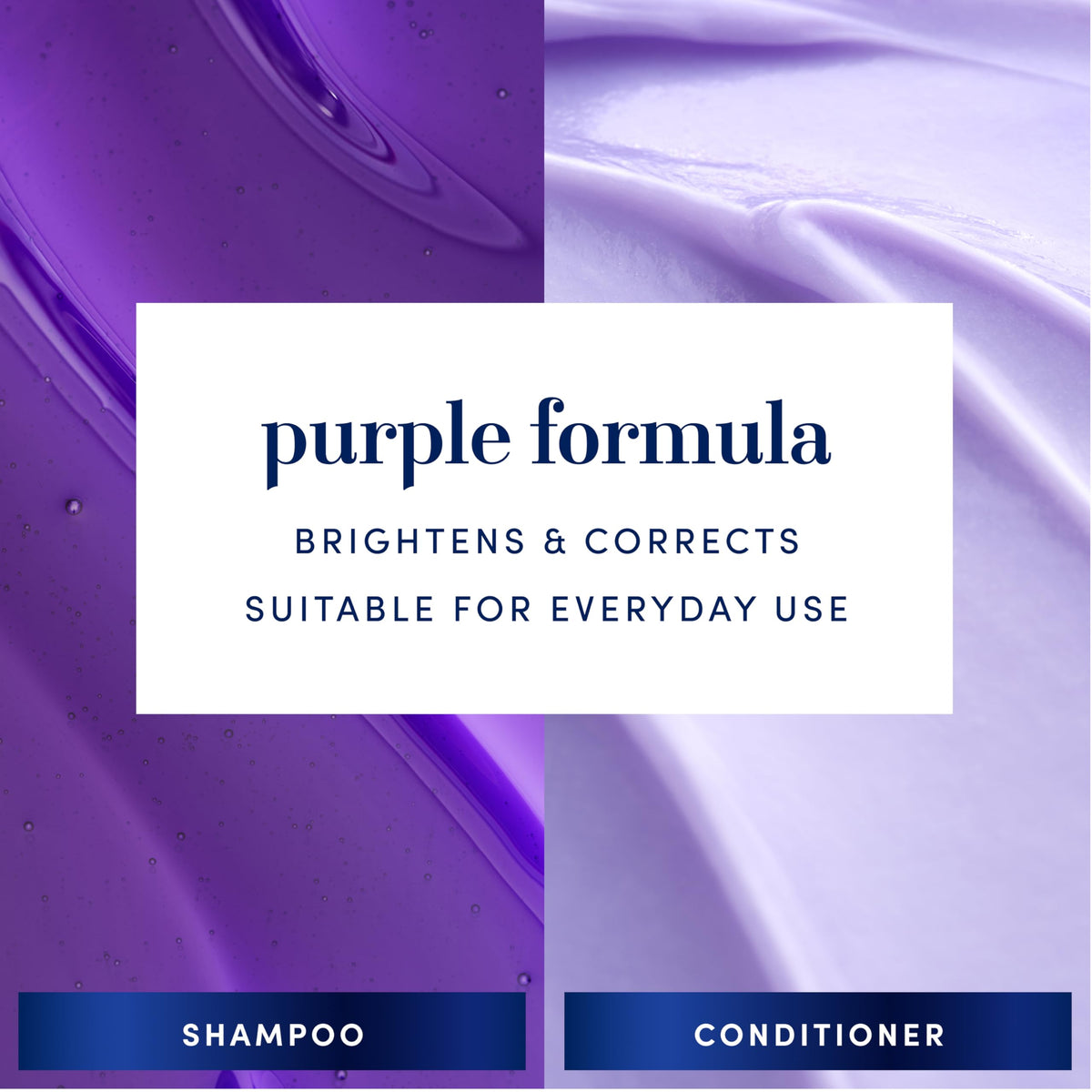 Hair Biology shampoo pump dispensing purple formula for brassiness control