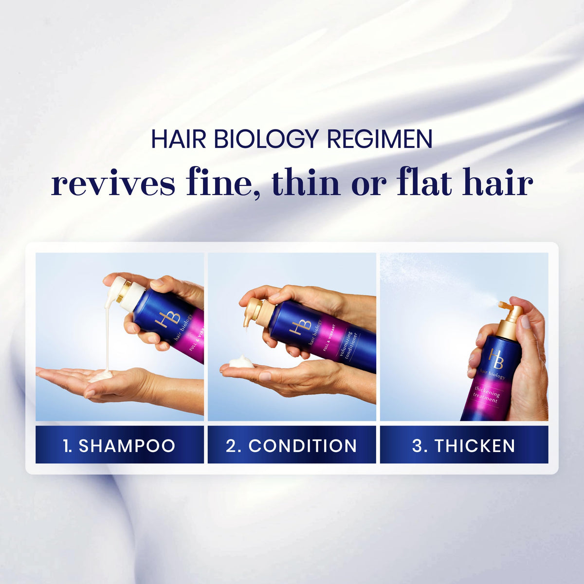 Hair Biology thickening treatment spraying to boost root volume instantly