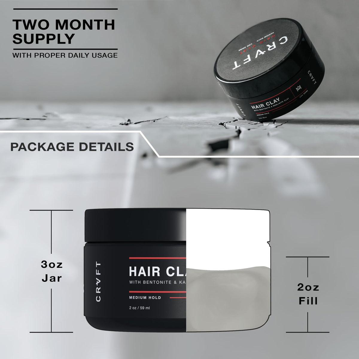 Hair Craft Co. CRVFT label close-up highlighting unscented, stylist-approved formula