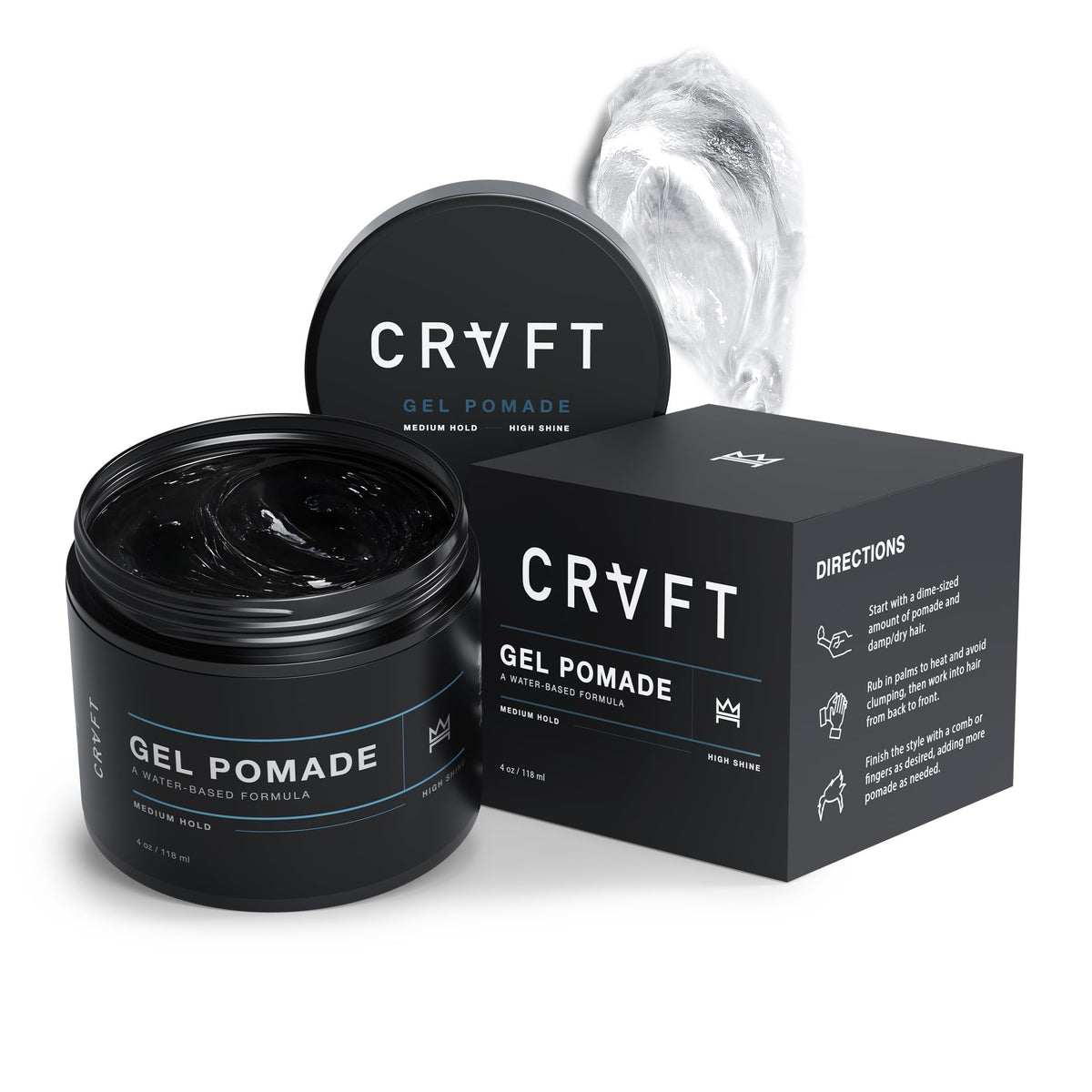 Hair Craft Co. CRVFT front jar showing sleek label and size, emphasizes professional look