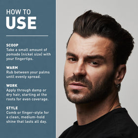 Hair Craft Co. comb smoothing hair after CRVFT use, illustrates polished clean-cut result