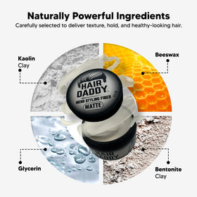 HAIR DADDY open jar revealing clay consistency and smooth, non-greasy formula