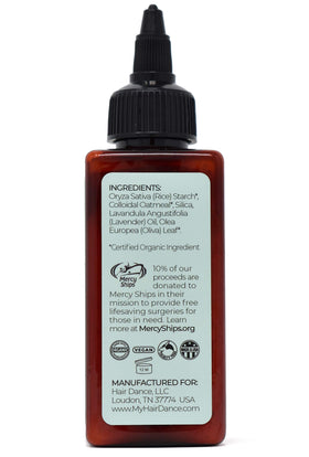 Hair Dance applying powder to crown and roots for instant lift and volume