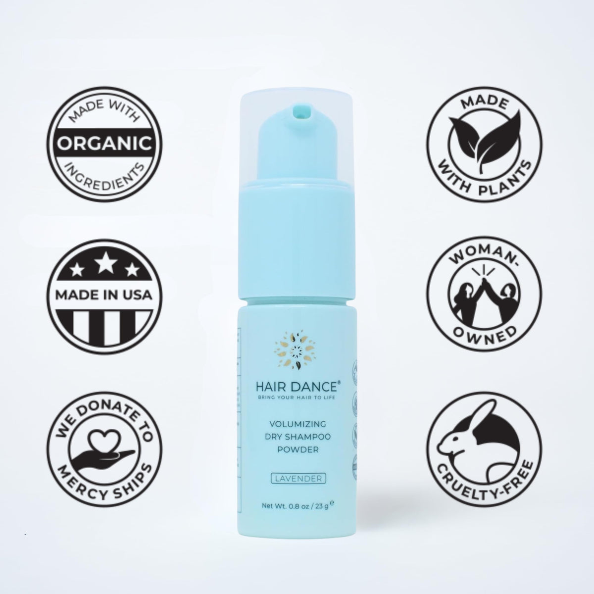 Hair Dance label and ingredient list highlighting natural clean formula benefit