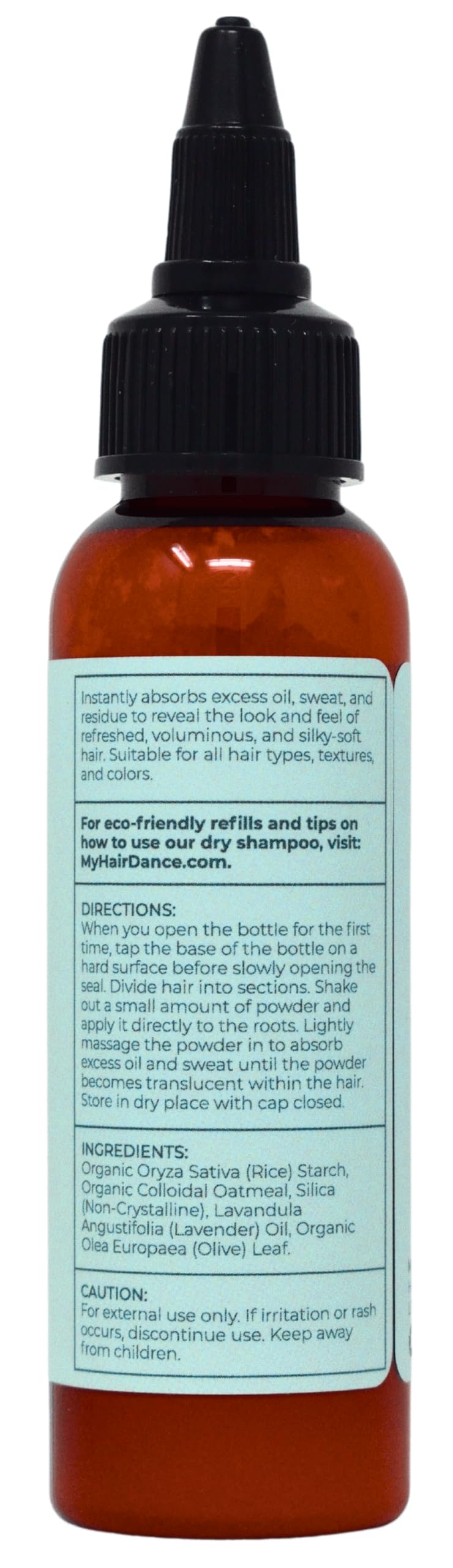 Hair Dance twist-cap detail demonstrating controlled powder dispensing benefit