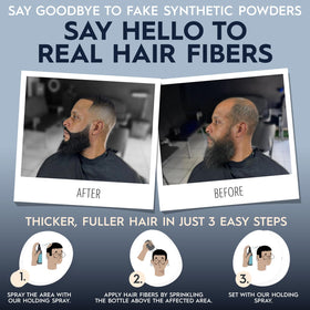 Hair Illusion before and after application showing fuller hair and instant coverage benefit
