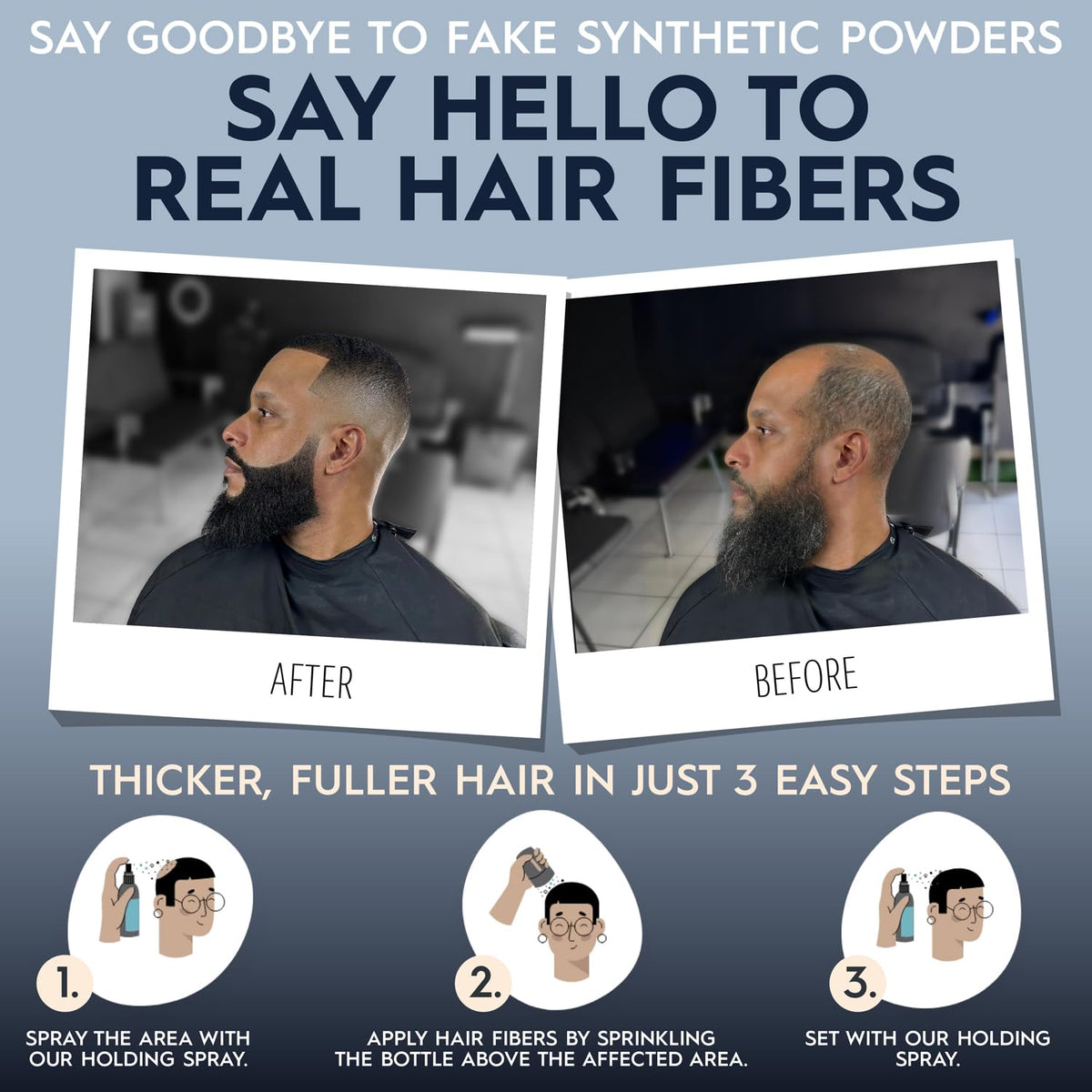 Applying Hair Illusion fibers by sprinkling onto thinning area for instant density