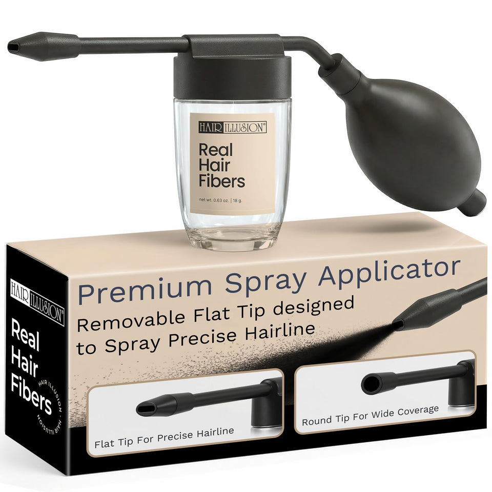 Hair Illusion front view of flat-tip applicator showing precise spray control benefit