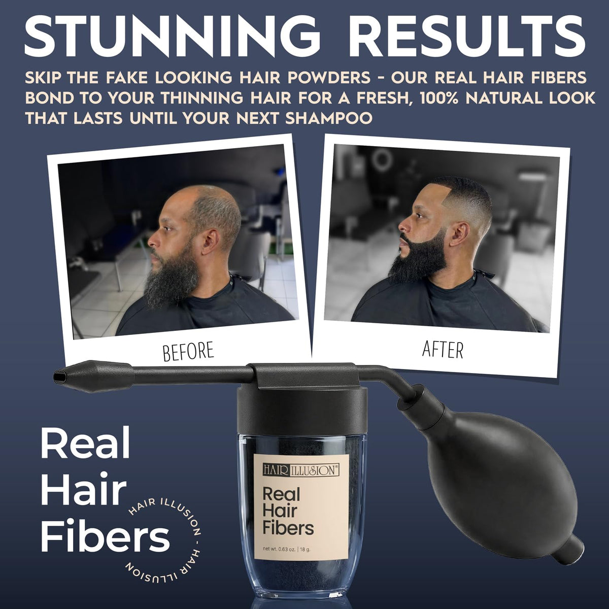 Hair Illusion detailed round nozzle option for faster wide-area fiber distribution
