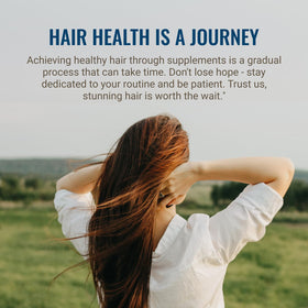 Hair La Vie on bathroom counter suggesting daily routine placement