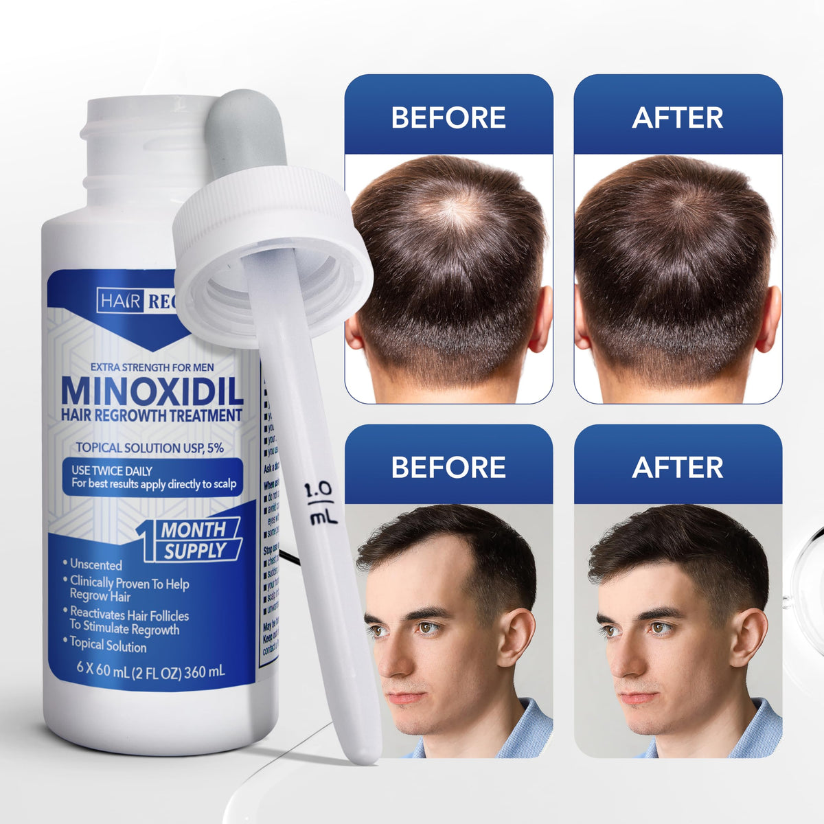 Close-up of Hair Regen liquid texture highlighting fast-absorbing formula for quick styling