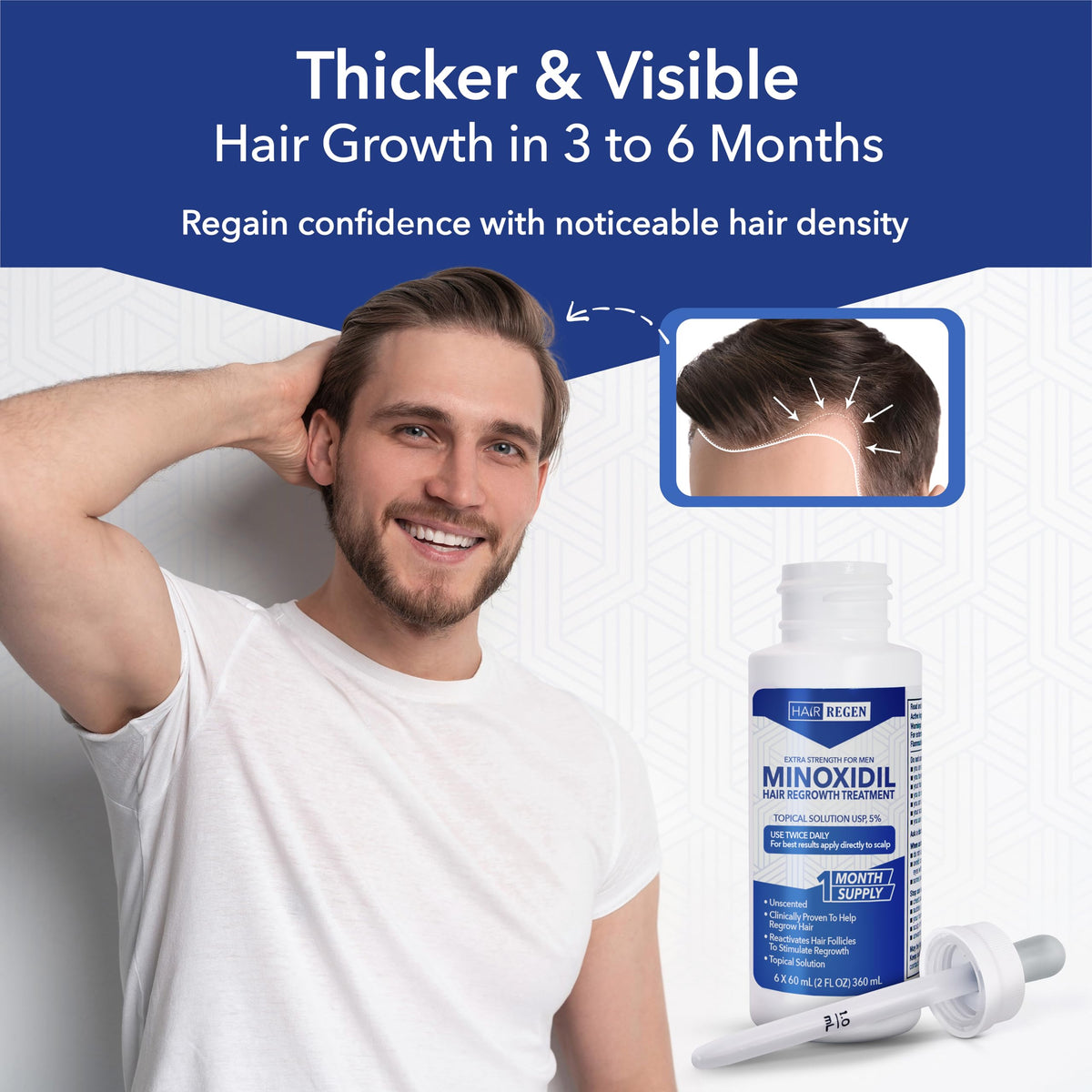 Hair Regen travel pouch with bottles showing convenient travel-friendly kit
