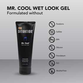 Hair Situation used to create slick-back style with high-shine finish