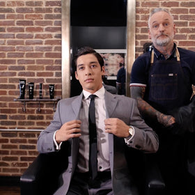 Hair Situation Mr. Dapper man applying gel in mirror for quick, reliable styling benefit