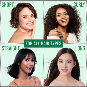 Hair Thickness Maximizer bottle beside hand illustrating the compact 1oz size