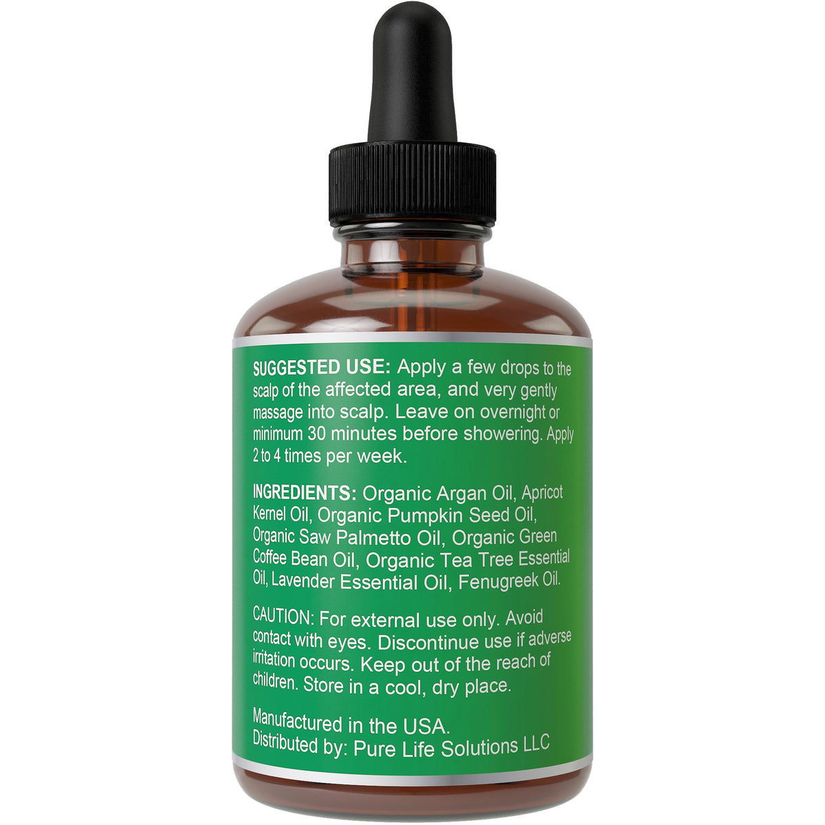 Hair Thickness Maximizer ingredients label detail showing organic oil blend
