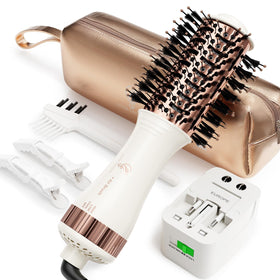 Hair Trends front packaging showing compact dual-voltage travel styler and benefits
