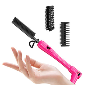 Hair Trends hot comb with travel pouch and swivel cord for easy packing and tangle-free use