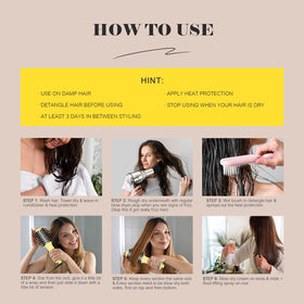 Hair trends label and warranty information highlighting safety and one-year support