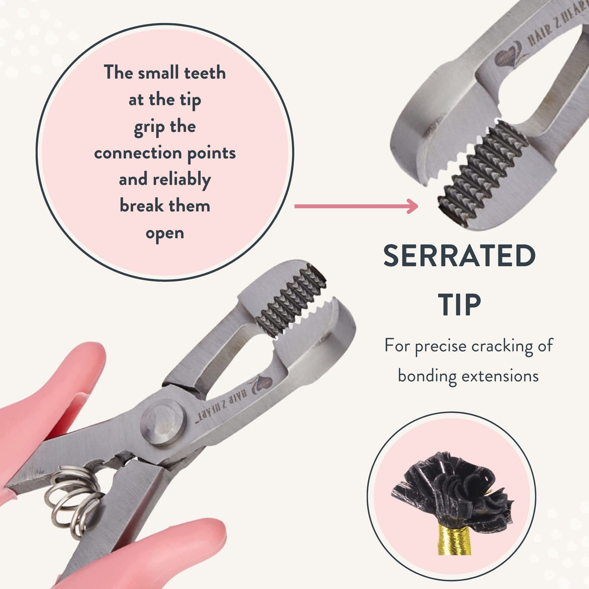 hair2heart close-up of pliers tip highlighting precision for safe removal