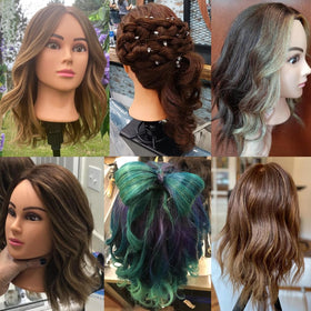 Hairingrid mannequin with scissors mid-cut illustrating cutting practice and precision benefits