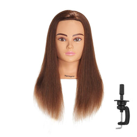 Hairingrid front view mannequin head showing realistic face and long hair for training
