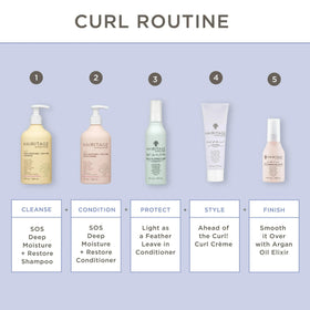 Hairitage before and after showing curl definition improvement and reduced frizz after using the duo