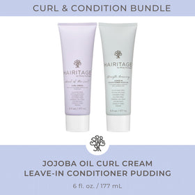 Hairitage curl cream texture close-up highlighting smooth jojoba-infused cream for lightweight definition