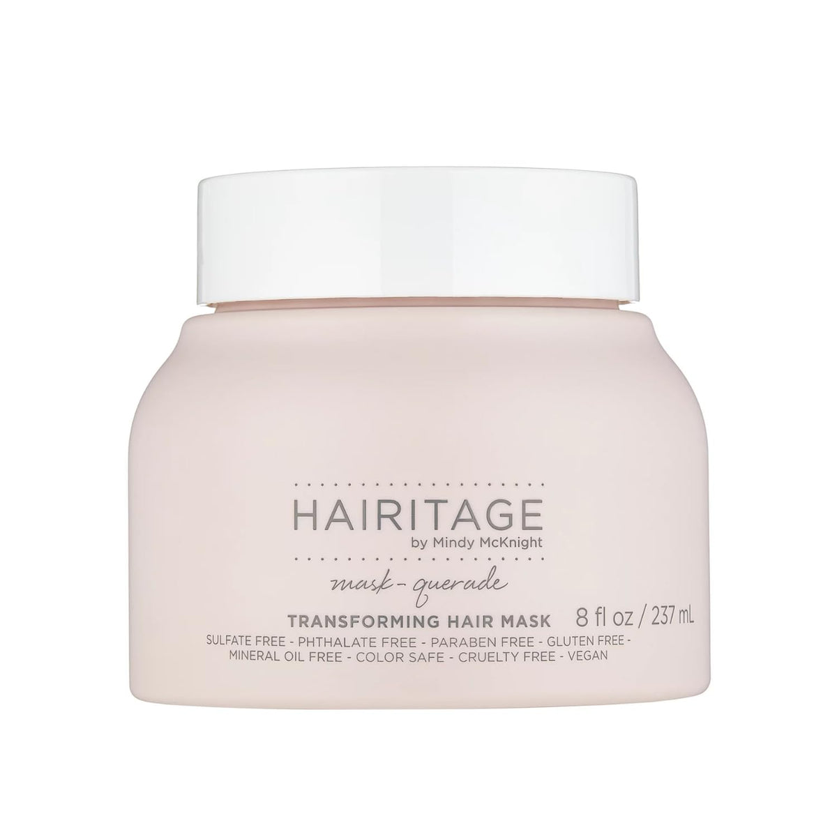 Hairitage jar front view showing label and luxurious packaging benefit clarity