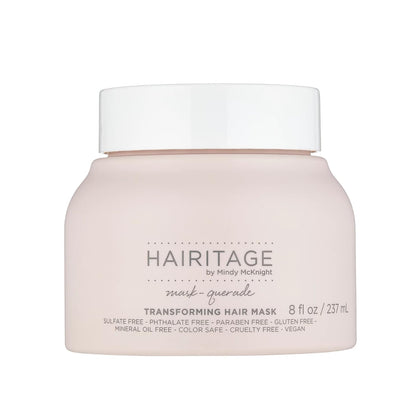 Hairitage jar front view showing label and luxurious packaging benefit clarity