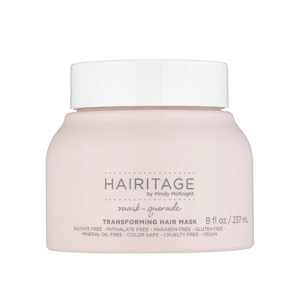 Hairitage jar front view showing label and luxurious packaging benefit clarity