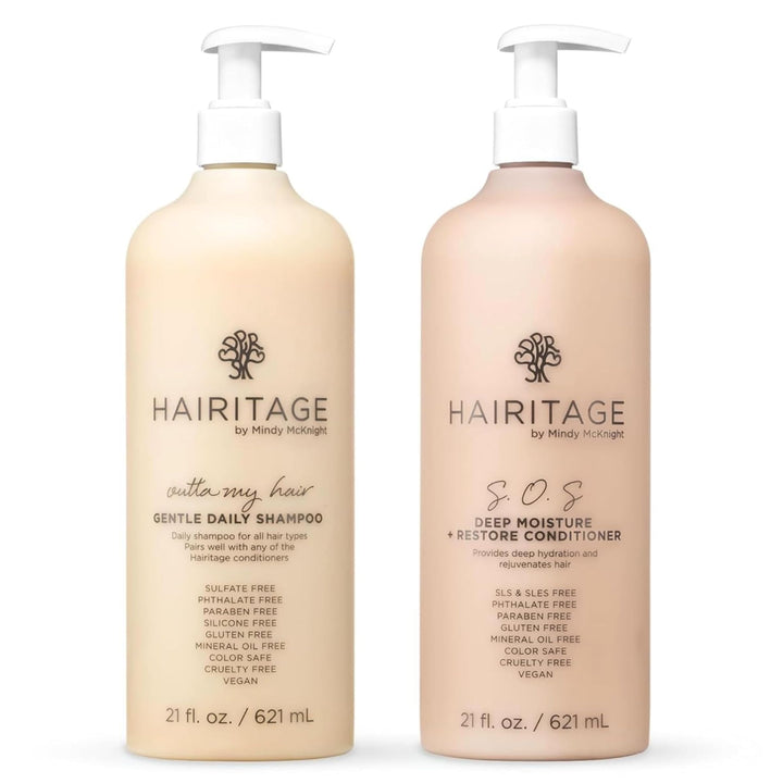 Hairitage front packaging showing 21oz set and benefits