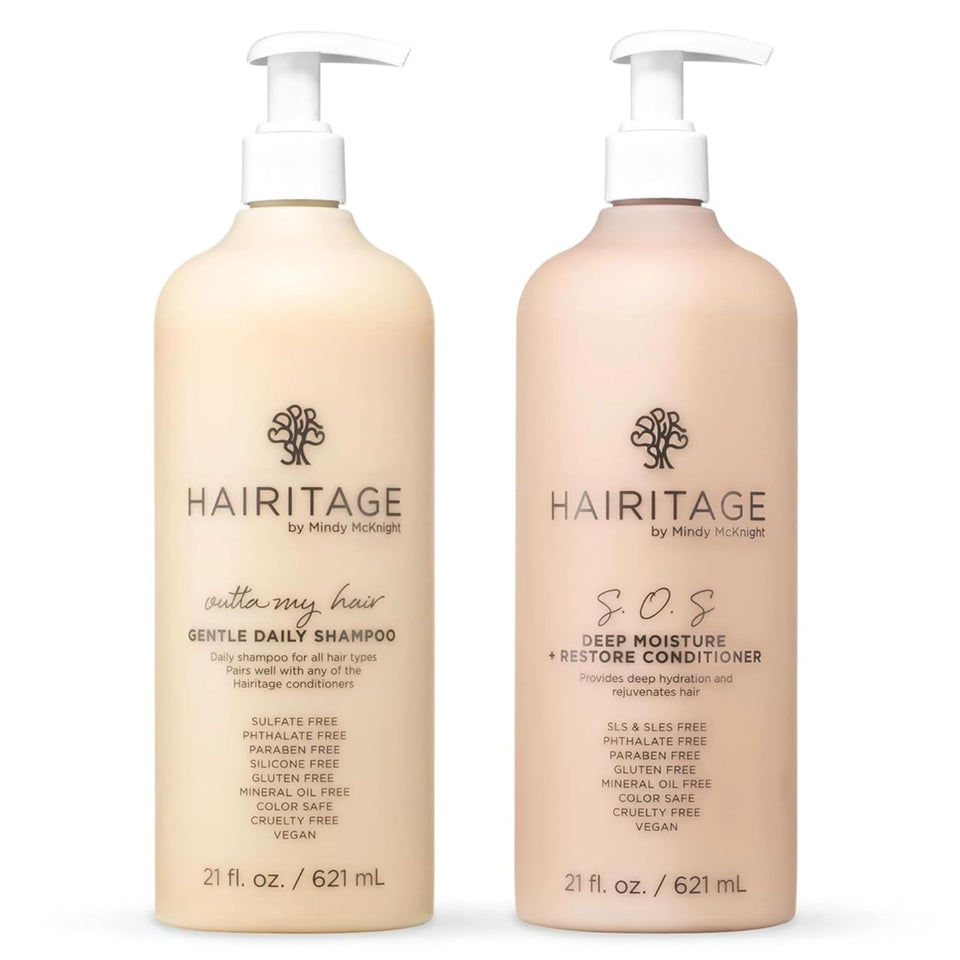 Hairitage front packaging showing 21oz set and benefits