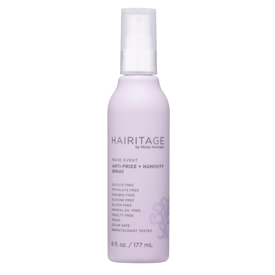 Hairitage front packaging 6oz bottle showing brand and product benefit