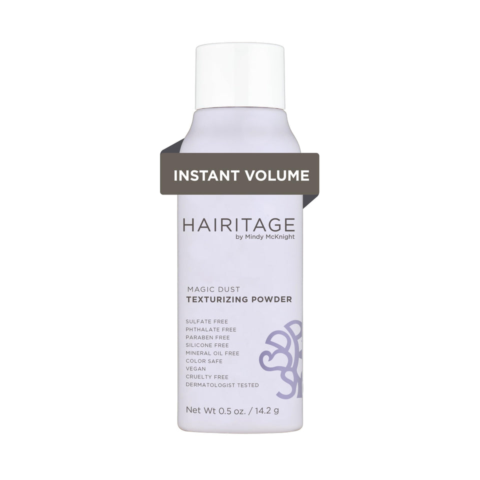 Hairitage front packaging showing compact powder and brand benefits