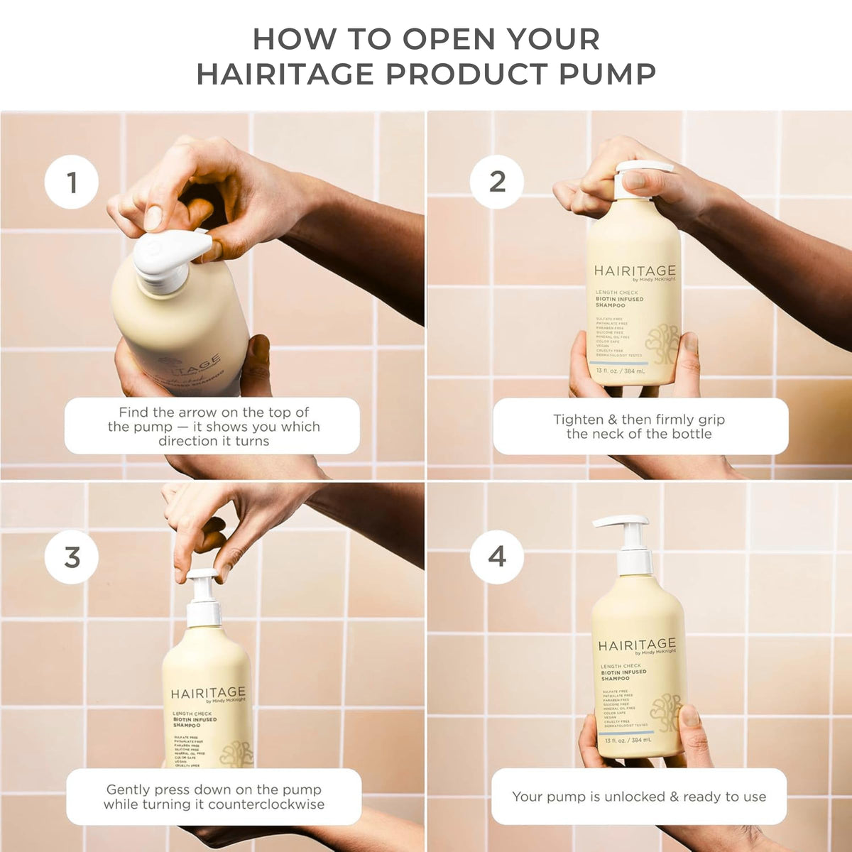 Hairitage set staged in bathroom for everyday routine appeal