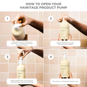 Hairitage set staged in bathroom for everyday routine appeal