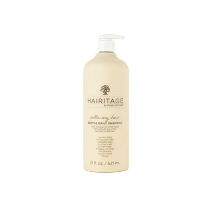 Hairitage bottle front packaging showing product identity and size benefit