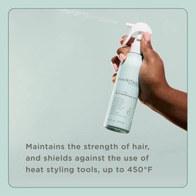 Hairitage used before blow-dry showing protection during heated styling