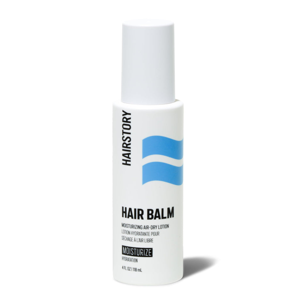 Hairstory front packaging showing 4 oz balm and clear benefits
