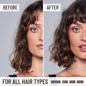 Hairstory New Wash before and after hair result showing softer, less frizzy texture