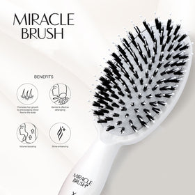 HAIRtamin brush on vanity illustrating everyday grooming and travel convenience