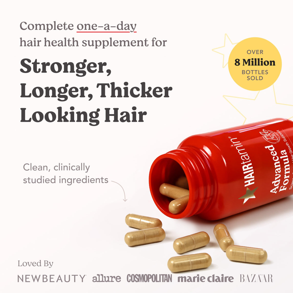 HAIRtamin capsule close-up highlighting vegan capsule texture