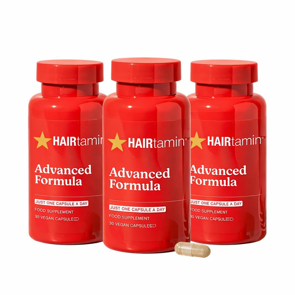 HAIRtamin front packaging showing bottle and brand benefits
