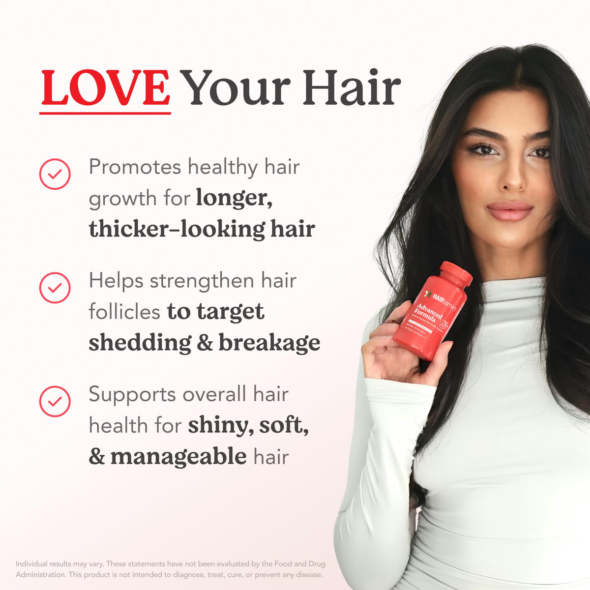 HAIRtamin ingredients label showing vitamins and biotin content