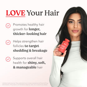 HAIRtamin ingredients label showing vitamins and biotin content