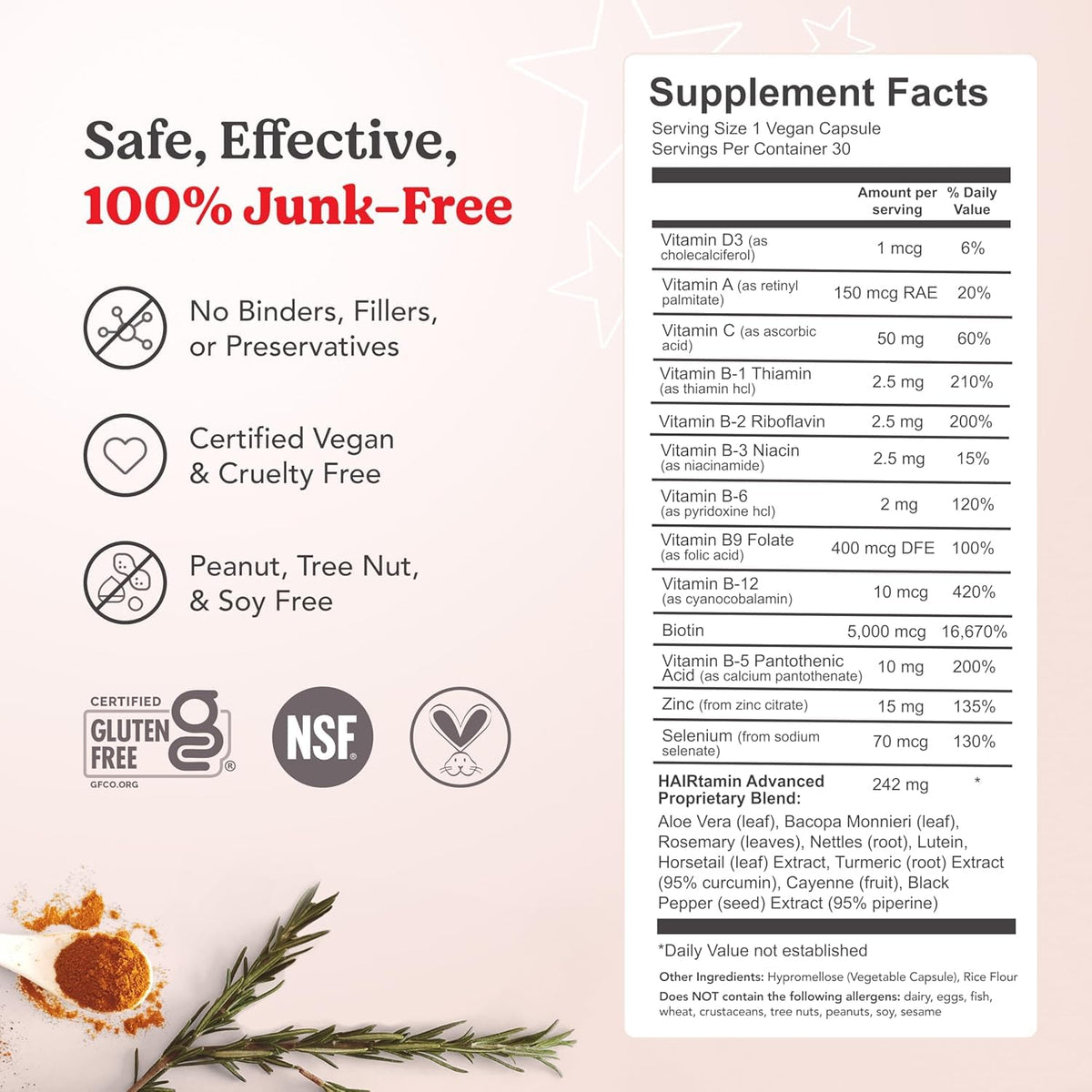 HAIRtamin with nails and skin props showing supportive benefits
