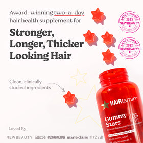 HAIRtamin close-up of gummy texture highlighting chewable vegan formula benefits