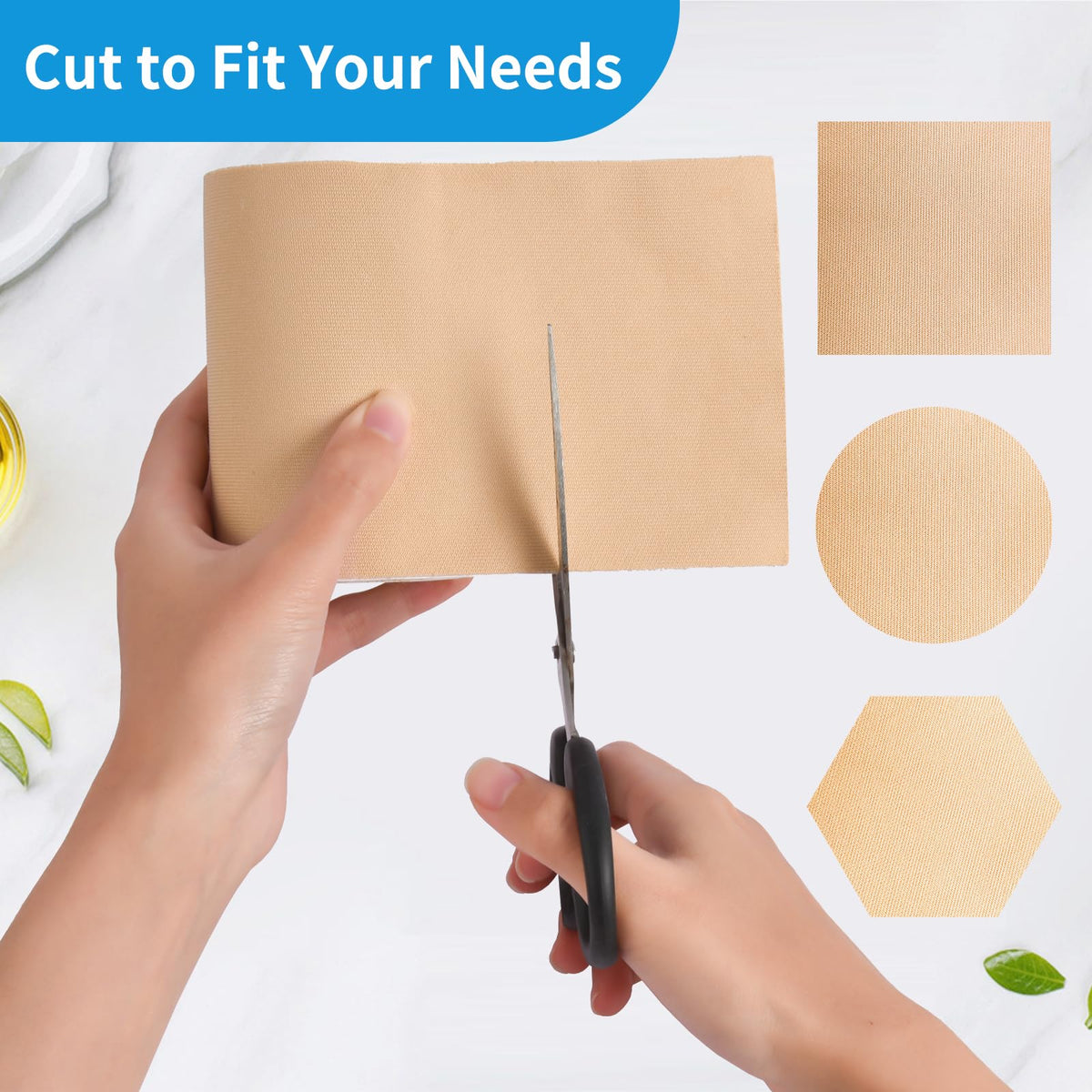 HAIRUNFU roll beside tape ruler showing 4 inch width and 16.4ft length